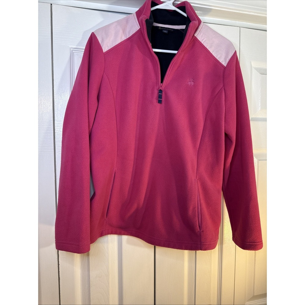 Brooks Brothers Pink Fleece Women's Pullover Size Large Quarter Zip‎ Jacket Warm